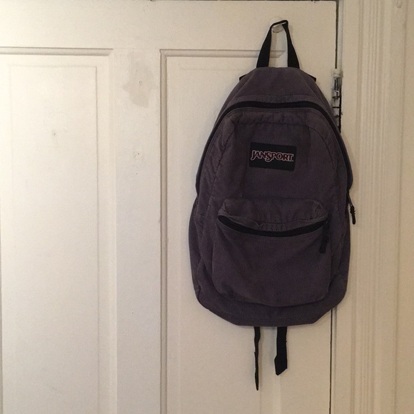 grey corduroy backpack